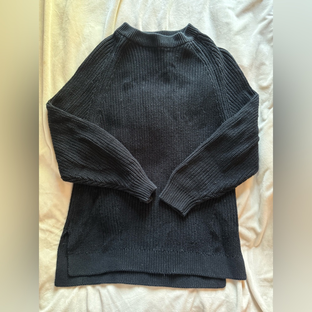 Long H&M Black Knit Sweater with Side Slits